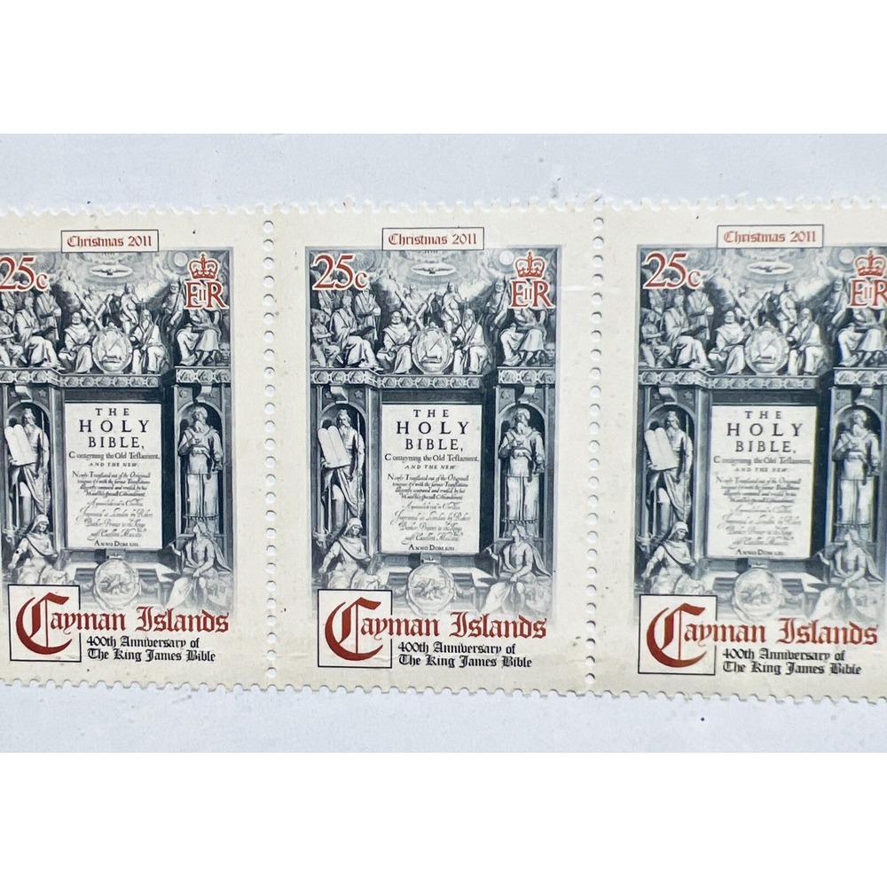 4 Cayman Islands 2011 The King James Bible 1611 Stamps Framed - By Derek Miller